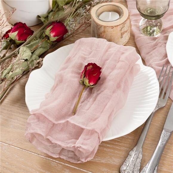 Cheesecloth Napkins Pink Easter Spring Napkins 24 Boho Washable Table Napkins - Picture 3 of 6